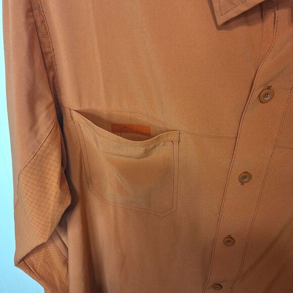 Dickies Men's Button Front Shirt 2XL Long Sleeve Orange Cooling Stretch‎ Pockets - Picture 4 of 11